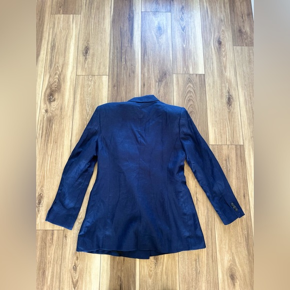 Zara Women's 100% linen Navy Blazer size large NWT - Picture 6 of 6